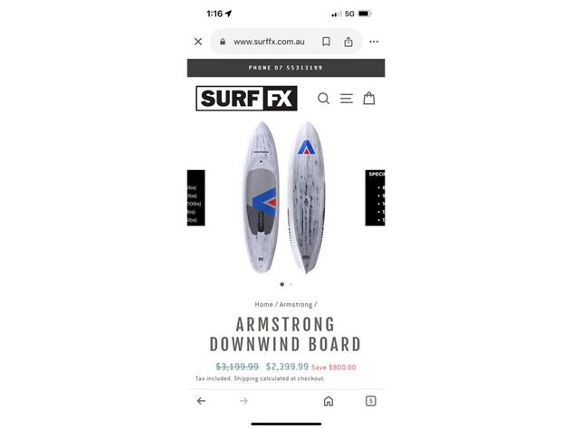 2024 Armstrong Down Wind Surf 121Ltts 7'7"X21" - 7' 7"