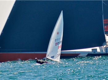 100ft Comanche Races 13.9ft Lasers on Sydney Harbour. - Sailing News