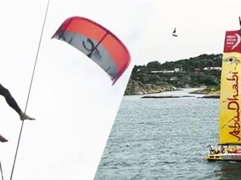 Jacobsen jumps from Azzam's mast tip. - Kitesurfing News