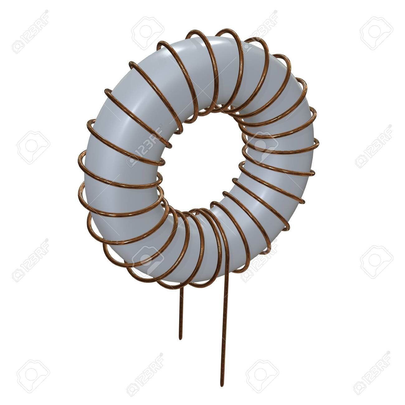 124120572 Toroidal Coil Inductor 3d Render Illustration Copper Wire